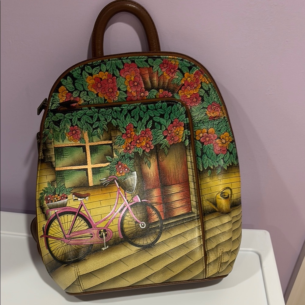 Floral Bicycle Print Backpack